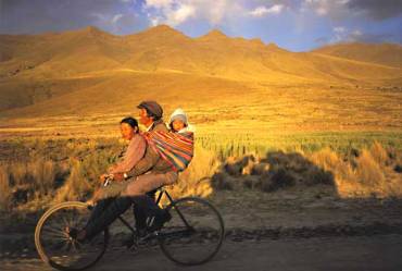 A Bolivian Family Riding a Bicycle, 1991