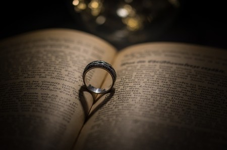 Ring Heart Shadow on Bible